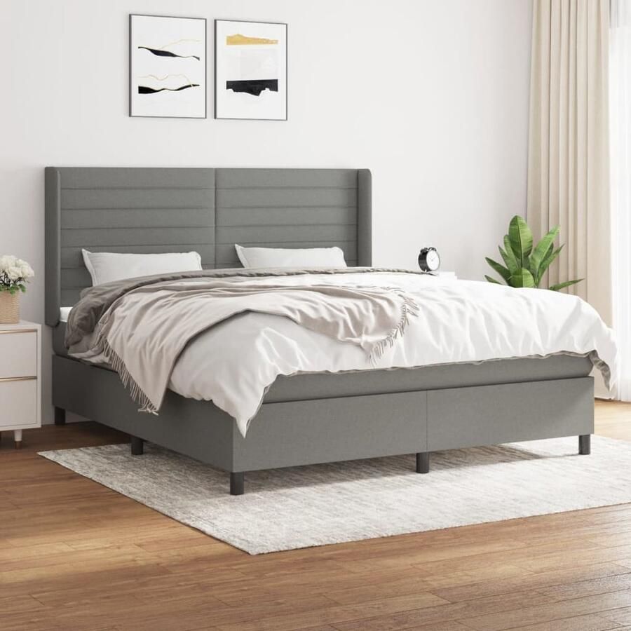 VidaXL Boxspring Donkergrijs 160x200 cm Boxspringbed Boxspring Slaapkamerinrichting Tweepersoonsbed Grijs Bed Elektrisch Verstelbare Hoofdbord Pocketveer Matras Middelhard Matras Luxe Bed - Foto 2
