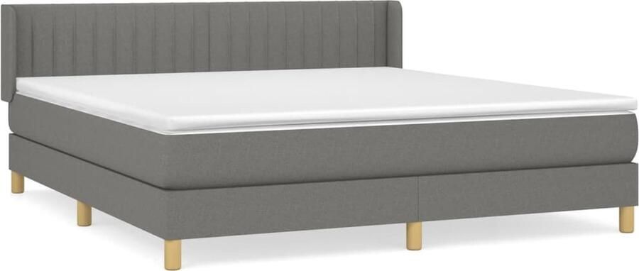 VidaXL Boxspring Donkergrijs 160x200 cm Boxspringbed Donkere Kleuren Tweepersoonsbed Pocketveermatras Adjustable Headboard Duurzame Materialen Slaapkamer Meubels - Foto 2