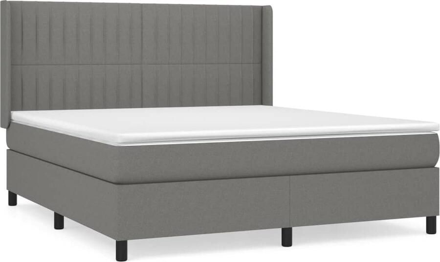 VidaXL Boxspring Donkergrijs 160x200 cm Boxspringbed Boxspring Donkere Kleuren Tweepersoonsbed Pocketed Spring Mattress Adjustable Headboard Bedroom Furniture - Foto 3