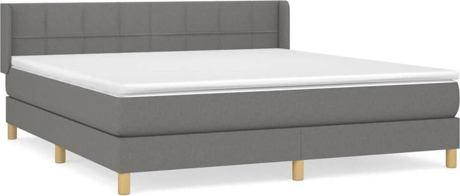 VidaXL Boxspring Donkergrijs 180x200 cm Boxspring Tweepersoonsbed Donkere Kleuren Houten Frame Pocketed Verenmatras Ergonomisch Hoofdbord Relaxen Slapen - Foto 2