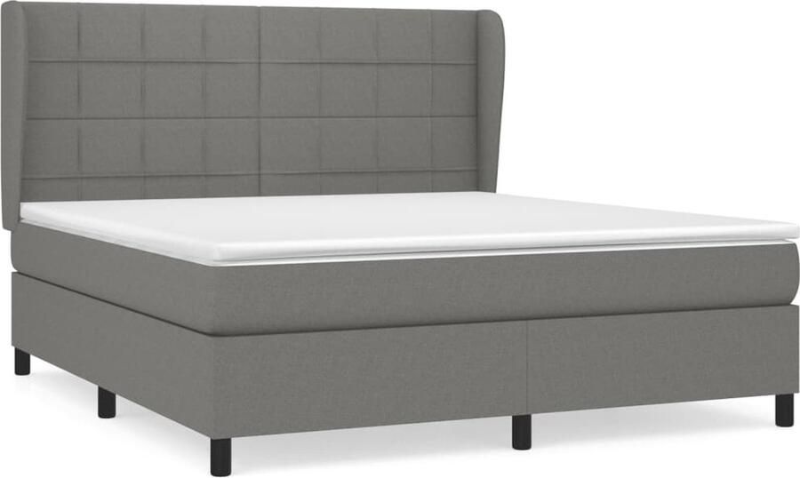 VidaXL Boxspring Donkergrijs 180x200 cm Boxspringbed Boxspring Donkere Kleuren Tweepersoonsbed Lederlook Ergonomisch Bed Stapelbare Bedden King Size Bed - Foto 2