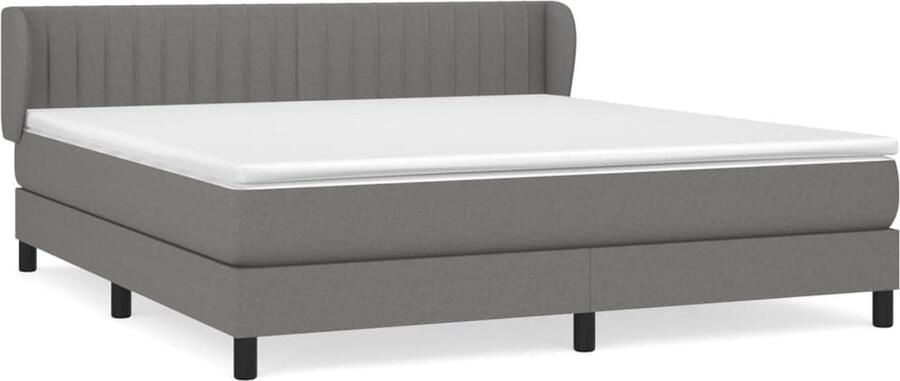 VidaXL Boxspring Donkergrijs 180x200 cm Boxspringbed Boxspring Tweepersoonsbed Grijs Bed Pocketed Spring Mattress Middenhard Matras Lederlook - Foto 2
