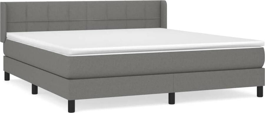 VidaXL Boxspring Donkergrijs 180x200 cm Boxspringbed Donkere Kleuren Verstelbare Hoofdbord Pocketveer Matras Middelhard Matras Slaapkamer Meubels - Foto 3