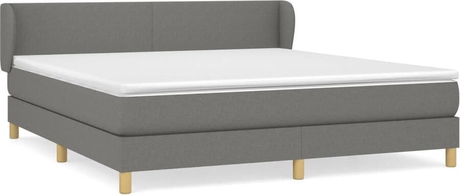 VidaXL Boxspring Donkergrijs 180x200 cm Met Matras Boxspringbed Boxspring Slaapkamerinrichting Tweepersoonsbed Grijs Bed Pocketed Spring Mattress Medium Firm Mattress Adjustable Headboard - Foto 2