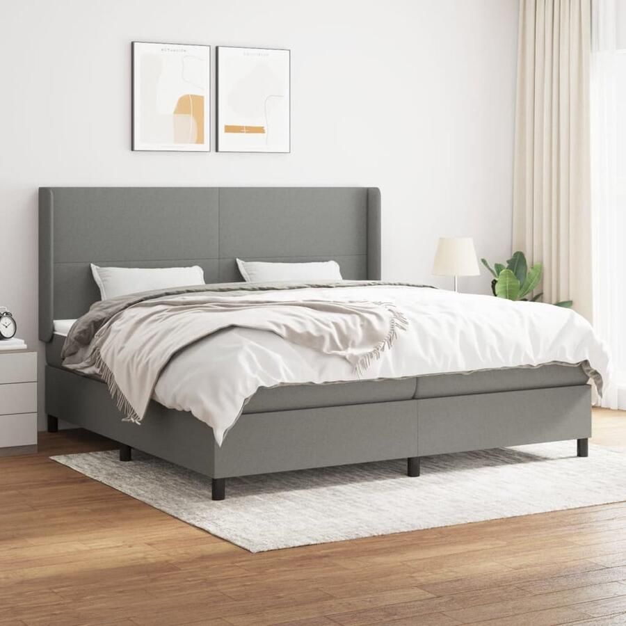 VidaXL Boxspring Donkergrijs 200x200 cm Boxspringbed Pocketvering Tweepersoonsbed Slaapkamer Meubilair Grijs Bed Luxe Bed Boxspring - Foto 2