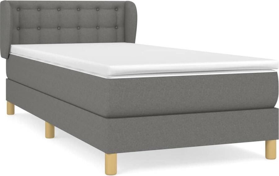 VidaXL Boxspring Donkergrijs 80x200 cm Boxspringbed Donkere Kleuren Tweepersoonsbed Pocketed Veren Matras Hoofdbord Adjustable Headboard Slaapkamer Meubels - Foto 2