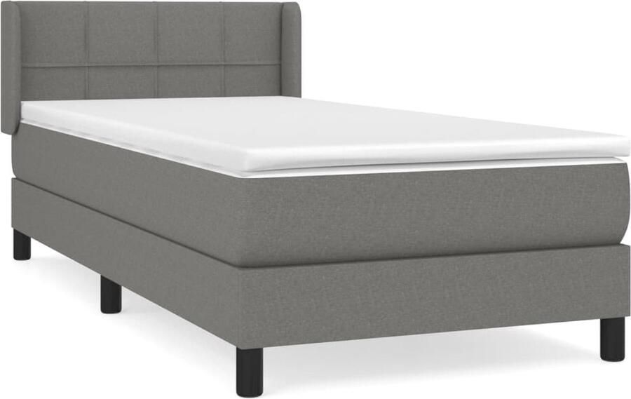 VidaXL Boxspring Donkergrijs 90x200 cm Inclusief Matras Boxspringbed Boxsprings Slaapkamerinrichting Slaapcomfort Donkere Kleuren Grijs Meubilair Tweepersoonsbed Pocketed Spring Mattress - Foto 2