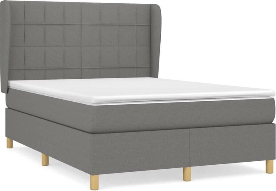 VidaXL Boxspring Donkergrijs Inclusief Matras 140x190 cm Boxspringbed Boxspring Donkere Kleuren Tweepersoonsbed Pocketvering Matras Hoofdbord Bedroom Furniture - Foto 2