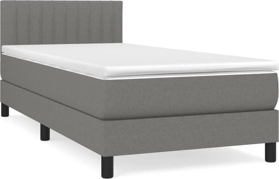 VidaXL Boxspring Donkergrijs Inclusief Matras 80x200 cm Boxspringbed Pocketvering Matras Middenhard Donkere Kleuren Slaapkamer Meubels Tweepersoons Bed - Foto 2