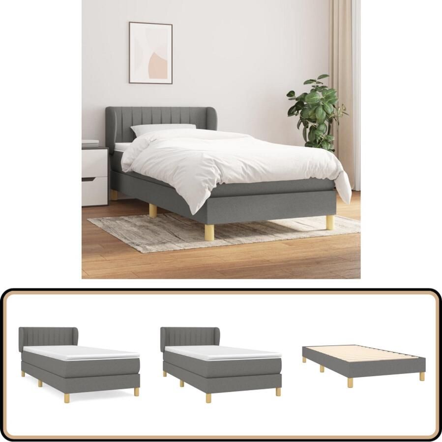 VidaXL Boxspring Donkergrijs 80x200 cm Inclusief Matras Boxspringbed Pocketvering Donkere Kleuren Slaapkamer Meubels Tweepersoons Bed Stapelbare Bedden Design Bed