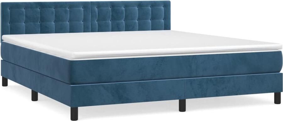 VidaXL Boxspring Fluweel Donkerblauw 160x200 cm Boxspringbed Donkere Kleuren Velvet Bed Tweepersoonsbed Adjustable Headboard
