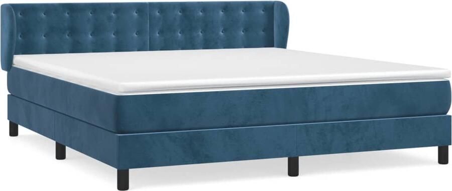VidaXL Boxspring Fluweel Donkerblauw 180x200 cm Boxspring Bed Velvet Bed Donkere Blauwe Bed Tweepersoons Bed King Size Bed Pocketveer Matras - Foto 2