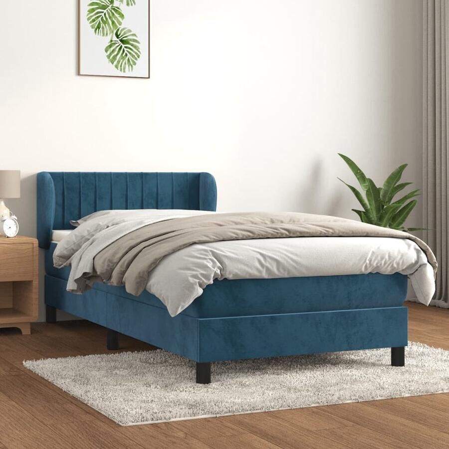 VidaXL Boxspring Fluweel Donkerblauw 80x200 cm Boxspringbed Slaapcomfort Velvet Bed Donkere Kleuren Tweepersoonsbed Stapelbare Bedden Design Bed - Foto 2