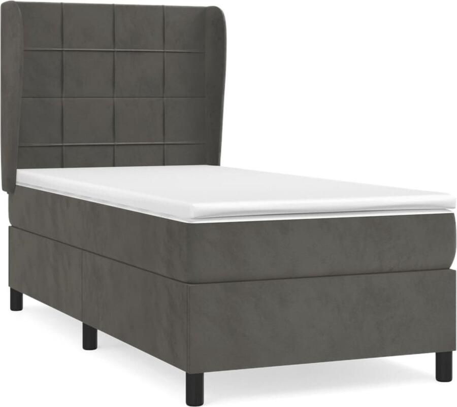VidaXL Boxspring Fluweel Donkergrijs 90x200 cm Boxspringbed Boxsprings Tweepersoonsbed Velvet Bed Donkere Kleuren Slaapkamer Meubilair Luxe Bed Pocketed Spring Mattress - Foto 2