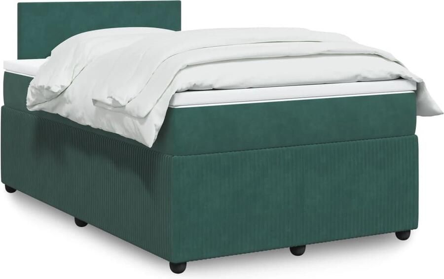 VidaXL Boxspring Fluweel Donkergroen 120x190 cm Boxspring Donkere Kleuren Fluweel Bed Luxe Bed Tweepersoonsbed Slaapcomfort Design Bed Modern Bed Slaapkamerstijl - Foto 2
