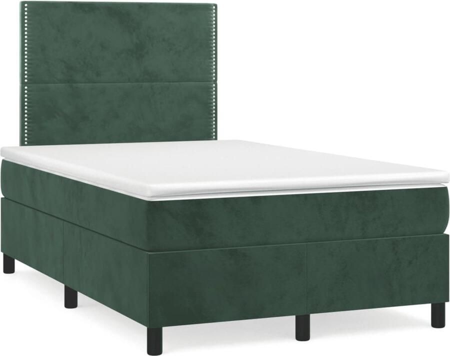 VidaXL Boxspring Fluweel Donkergroen 120x190 cm Boxspring Tweepersoonsbed Velvet Bed Groen Bed King Size Bed Boxspring Frame Bedroom Furniture Luxury Bed Comfortable Bed - Foto 2