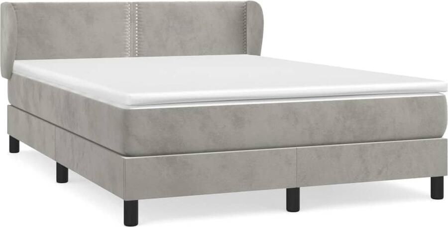 Vida XL Boxspring met matras fluweel lichtgrijs 140x200 cm SKU: V3127433 - Foto 2