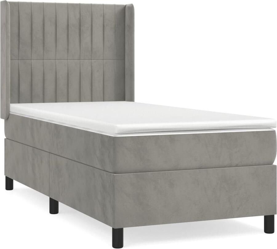 VidaXL Boxspring Fluweel Lichtgrijs 90x190 cm Boxspringbed Boxspring Velvet Bed Tweepersoonsbed King Size Bed Stapelbare Bedden Zitzakken - Foto 2