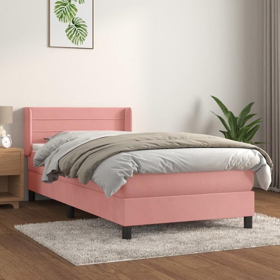 VidaXL Boxspring Roze Fluweel Inclusief Matrassen Boxspringbed Fluweel Bed Roze Bed Tweepersoons Bed King Size Bed Hoofdbord Pocketveer Matras Boxspring - Foto 2