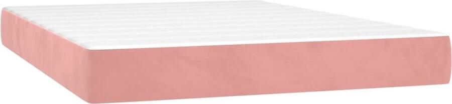 VidaXL Boxspring Fluweel Roze 140x200 cm Boxspring Tweepersoonsbed Rozerood Bed Velvet Bed Pocketed Spring Mattress Middenhard Matras Hoofdbord Multifunctionele Bank - Foto 3
