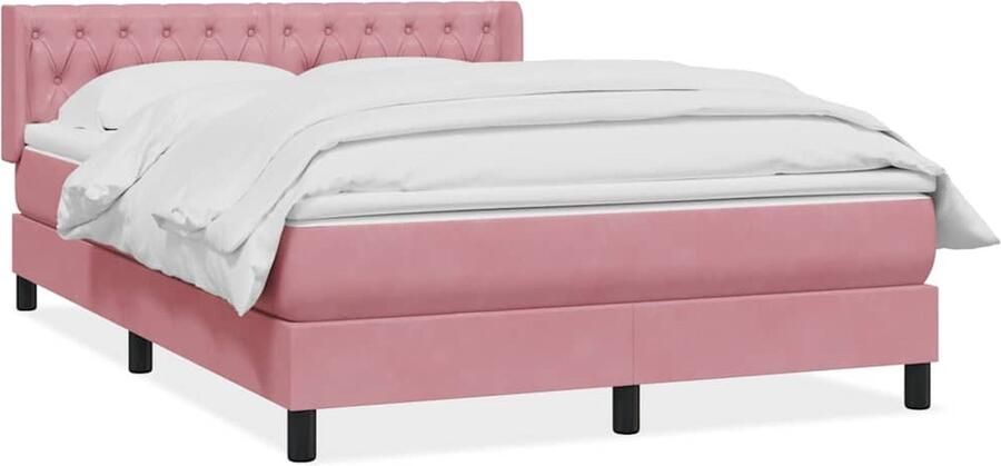 VidaXL Boxspring Fluweel Roze 140x220 cm Boxspring Bed Frame Tweepersoonsbed Rooskleurig Bed Velvet Bed Luxe Bed Slaapcomfort Boxspringset Compleet Bed Trendy Bed Modern Bed