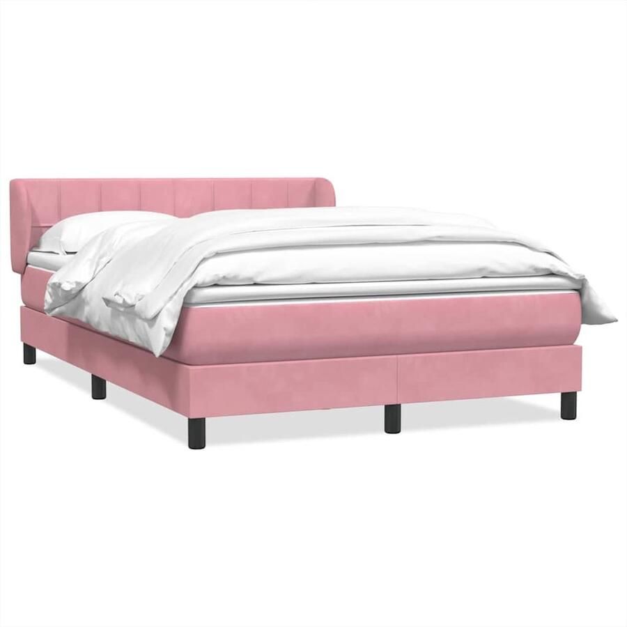 VidaXL Boxspring Fluweel Roze 140x220 cm Boxspring Boxspringbed Rooskleurig Bed Velvet Bed Tweepersoonsbed Slaapcomfort Designbed Moderne Slaapkamer Trendy Bed Complete Boxspring Set Easy Assembly - Foto 2