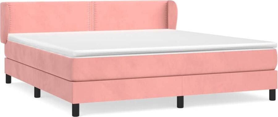 VidaXL Boxspring Fluweel Roze 180x200 cm Boxspringbed Fluweel Bed Rooskleurig Bed Tweepersoons Bed King Size Bed Pocketveer Matras Hoofdbord - Foto 2
