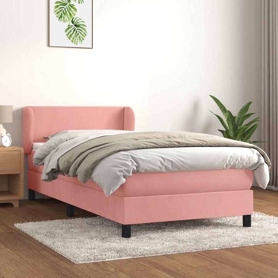 VidaXL Boxspring Fluweel Roze 80x200 cm Boxspringbed Fluweel Bed Roze Bed Tweepersoonsbed Boxspring Slaapkamer Meubilair Pocketed Spring Mattress - Foto 2