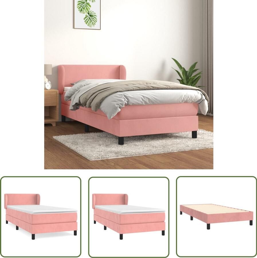 VidaXL Boxspring Fluweel Roze 80x200 cm Boxspringbed Fluweel Bed Roze Bed Tweepersoonsbed Boxspring Slaapkamer Meubilair Pocketed Spring Mattress