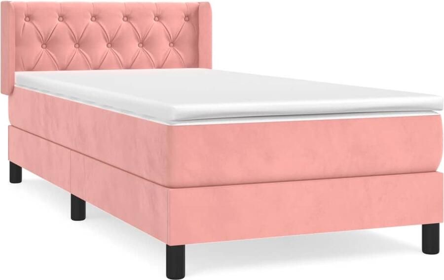VidaXL Boxspring Fluweel Roze 80x200 cm Boxspringbed Fluweel Bed Roze Bed Tweepersoonsbed Pocketveer Matras Middelhard Matras Hoofdbord Boxspring - Foto 3