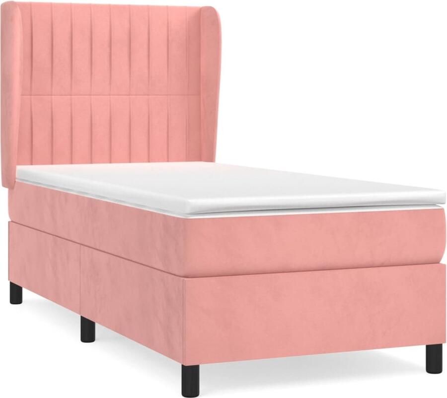 VidaXL Boxspring Fluweel Roze 80x200 cm Boxspringbed Velvet Bed Tweepersoonsbed Rosé Bed Middenhard Matras Pocketed Spring Mattress - Foto 2