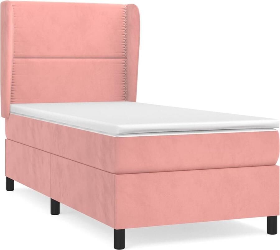 VidaXL Boxspring Fluweel Roze 90x200 cm Boxspringbed Fluweel Bed Roze Bed Tweepersoons Bed Pocketveer Matras Middenhard Matras Hoofdbord - Foto 2