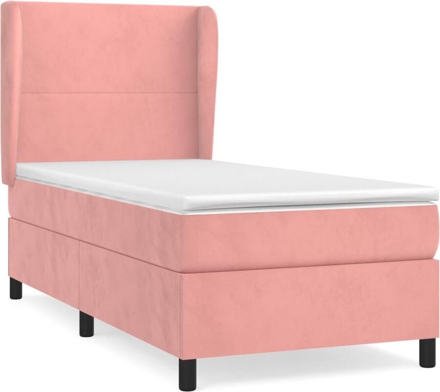 VidaXL Boxspring Fluweel Roze 90x200 cm Inclusief Matras Boxspringbed Fluweel Bed Rooskleurig Bed Tweepersoonsbed Boxspring Slaapkamer Meubilair Pocketed Veren Matras - Foto 2