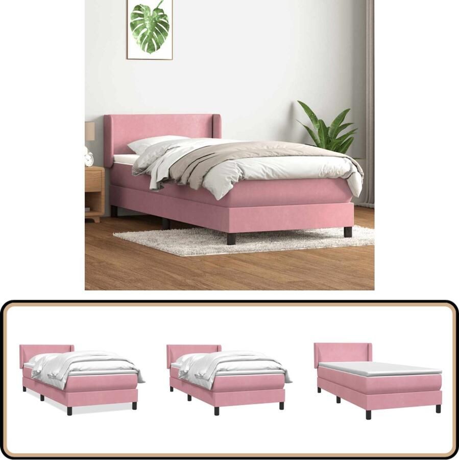VidaXL Boxspring Fluweel Roze 90x210 cm Boxspring Bed Frame Tweepersoonsbed Roos Kleurtoneel Fluweel