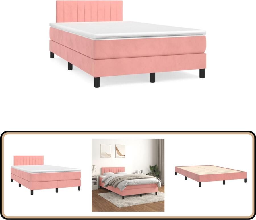 VidaXL Boxspring Fluweel Roze Inclusief Matras Boxspring Slaapkamerinrichting Tweepersoonsbed Velvet Bed Rozerood Bed Luxe Bed Boxspring Kopen