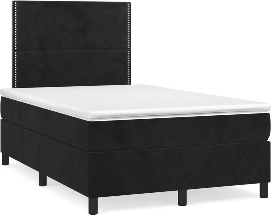 VidaXL Boxspring Fluweel Zwart 120x190 cm Boxspring Tweepersoonsbed Velvet Bed Zwarte Boxspring Slaapkamer Meubilair Luxe Bed - Foto 2