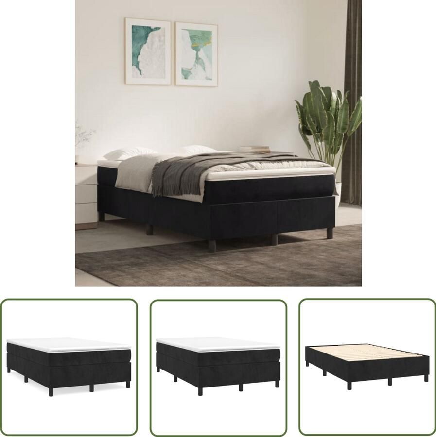 VidaXL Boxspring Fluweel Zwart 120x200 cm Boxspringbed Boxspring Tweepersoonsbed Velvet Bed Zwarte Boxspring Luxe Bed Slaapkamer Meubilair Pocketed Spring Mattress - Foto 2
