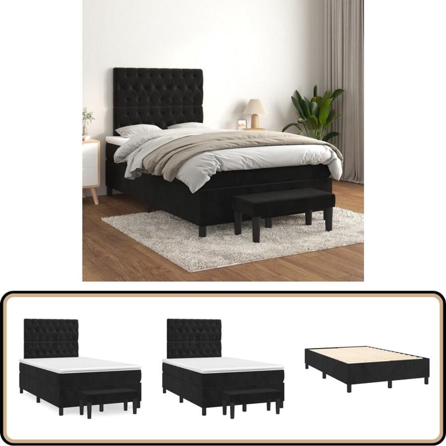 Vida XL Boxspring met matras stof zwart 120x200 cm SKU: V3136983 - Foto 3