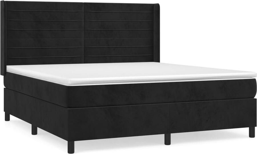VidaXL Boxspring Fluweel Zwart 180x200 cm Boxspringbed Boxsprings Velvet Bed Zwarte Boxspring Tweepersoons Bed King Size Bed Slaapkamer Meubilair - Foto 2