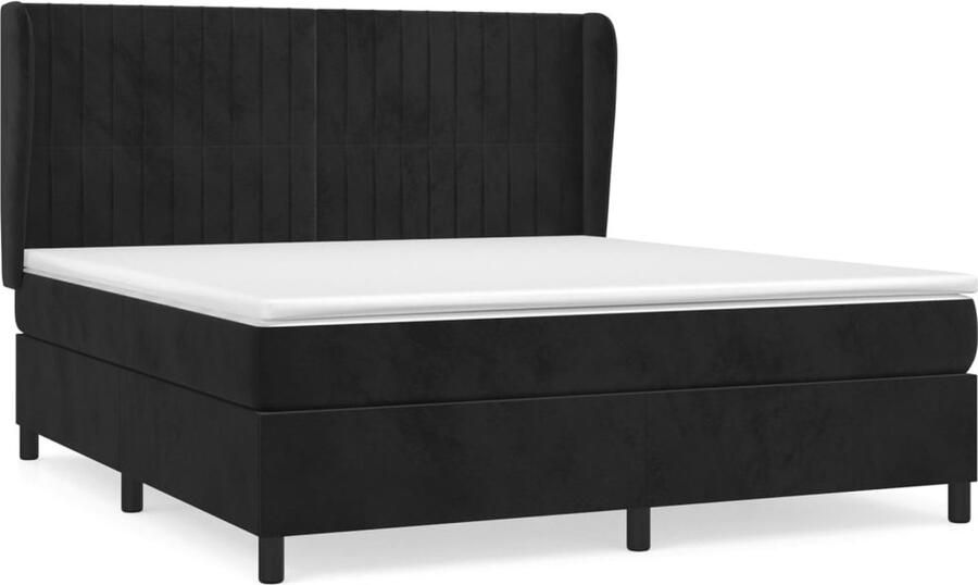 VidaXL Boxspring Fluweel Zwart 180x200 cm Boxspringbed Zwarte Boxspring Velvet Boxspring Tweepersoons Bed King Size Bed Pocketed Spring Mattress Adjustable Headboard - Foto 2