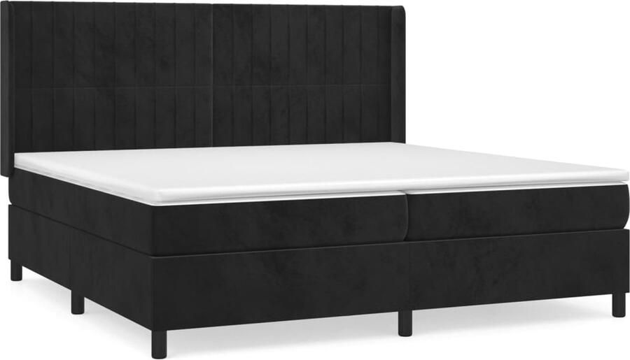 VidaXL Boxspring Fluweel Zwart 200x200 cm Boxspring Boxspringbed Velvet Bed Tweepersoons Bed King Size Bed Slaapcomfort Hoofdbord Pocketveer Matras Middenhard - Foto 2