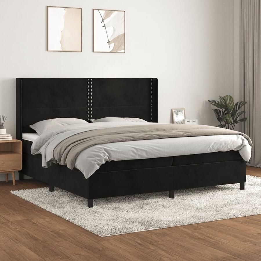 VidaXL Boxspring Fluweel Zwart 200x200 cm Boxspringbed Slaapcomfort Velvet Bed Tweepersoonsbed Groot Bed Zware Boxspring - Foto 2