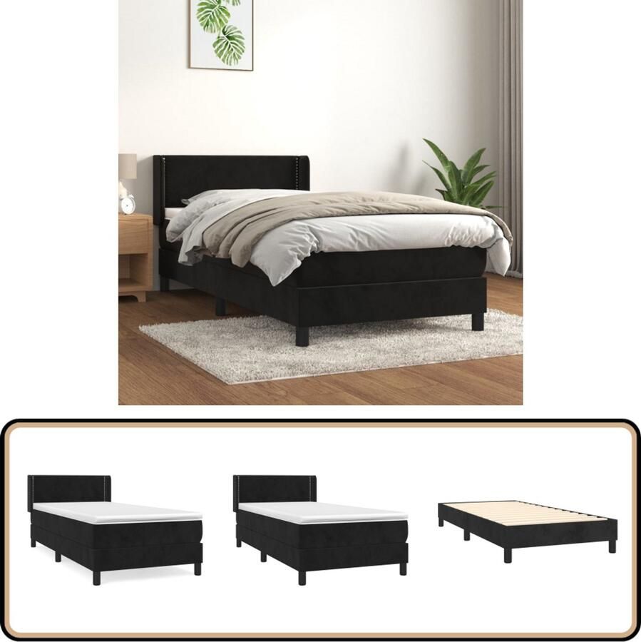 VidaXL Boxspring Fluweel Zwart 90x190 cm Boxspringbed Boxsprings Velvet Bed Zwarte Boxspring Tweepersoons Bed