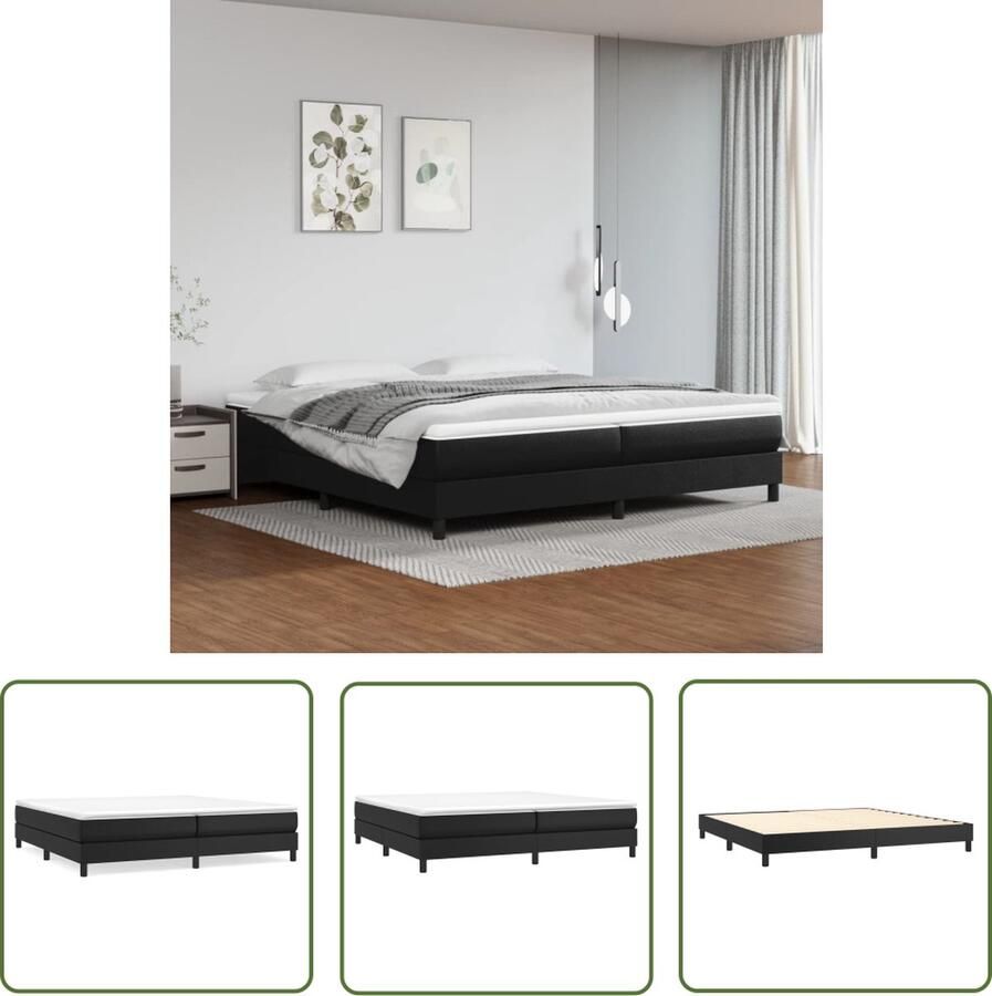 The Living Store Boxspringframe kunstleer zwart 200x200 cm Boxspringframe Boxspringframes Bed Ledikant Slaapmeubel Bedframe Bedbodem Tweepersoonsbed Boxspring Bedden Ledikanten