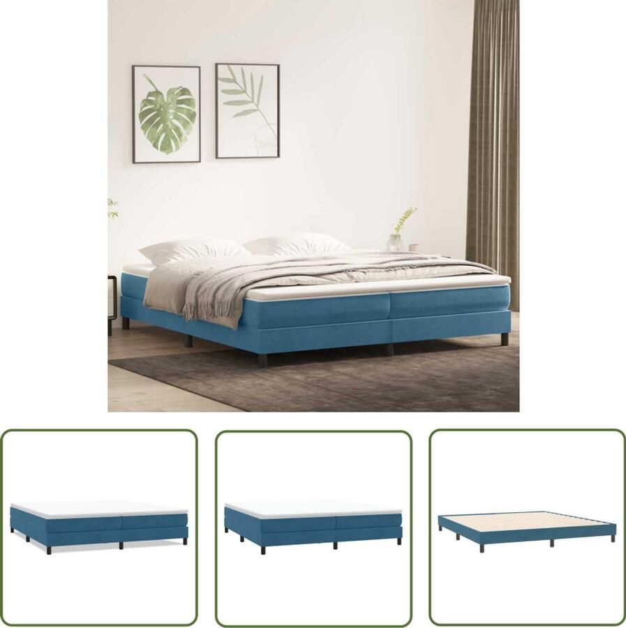 VidaXL Boxspring Frame Boxspring zonder matras fluweel donkerblauw 200x210 cm Donkere Kleuren Fluweel Bed Tweepersoons Bed