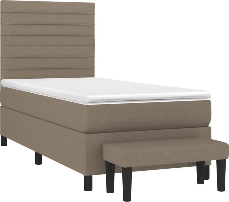 VidaXL Boxspring Inclusief Matras 100x200 cm Taupe Boxspringbed Boxspring Slaapkamerinrichting Tweepersoonsbed Taupe Bed