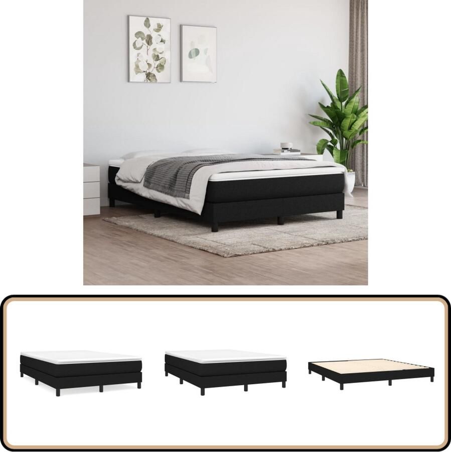 VidaXL Boxspring Inclusief Matras 160x200 cm Zwart Boxspringbed Boxsprings Slaapkamerinrichting Tweepersoonsbed Bed Met Hoofdbord Zwarte Bed Modern Bed Design Bed