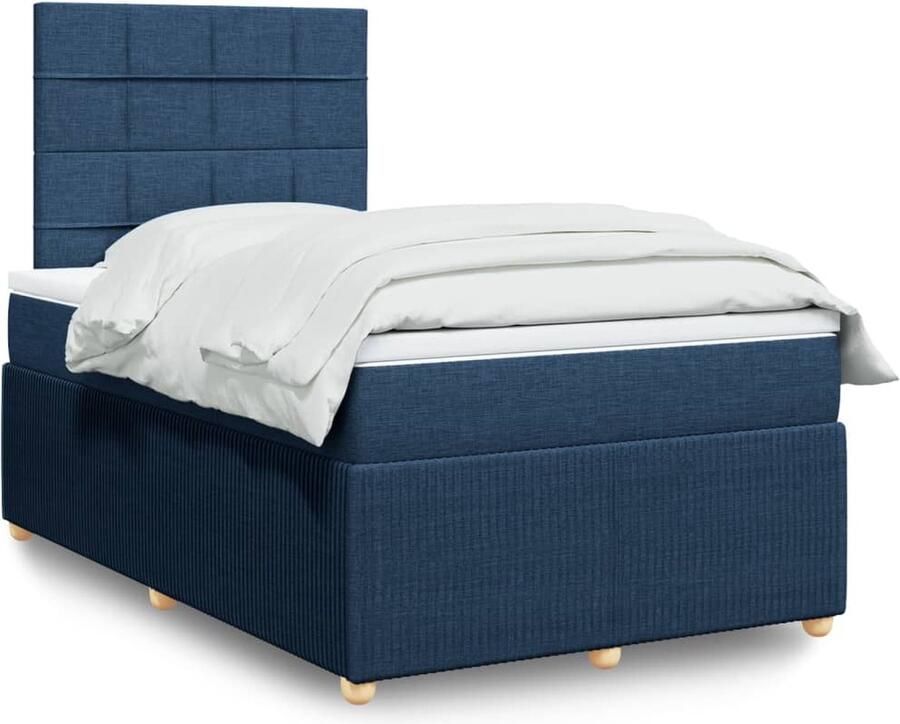 VidaXL Boxspring Inclusief Matras Blauw 120x200 cm