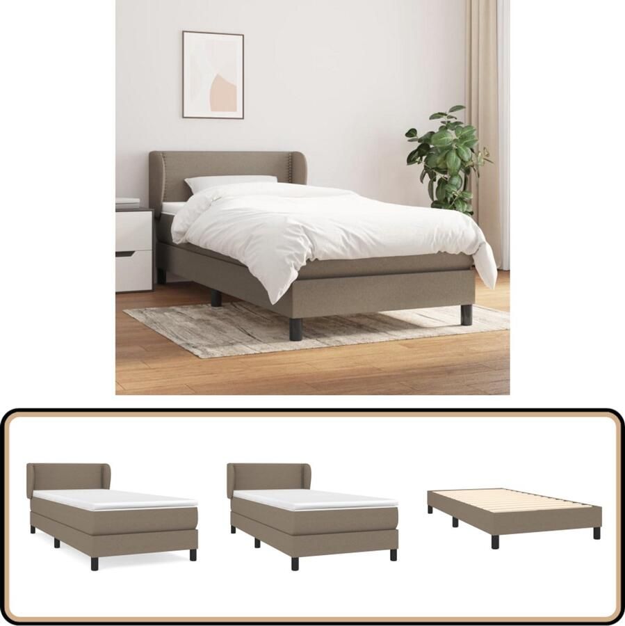VidaXL Boxspring Inclusief Matras en Topmatras Taupe Boxspringbed Bed Frame Boxspring Slaapkamer Meubilair Tweepersoonsbed