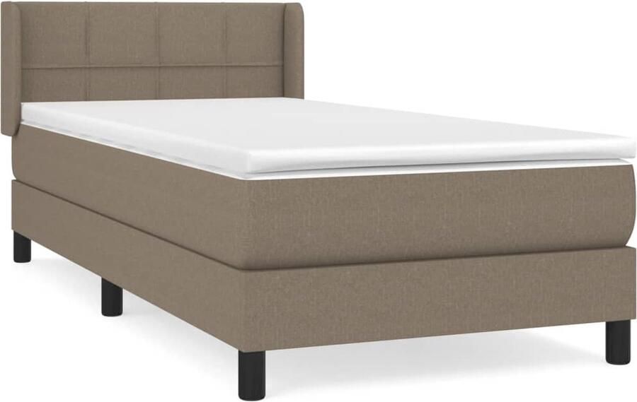 VidaXL Boxspring Inclusief Matras Taupe 90x190 cm Boxspringbed Slaapcomfort Pocketveermatras Hoofdboard Taupe Kleur Bedroom Furniture - Foto 2